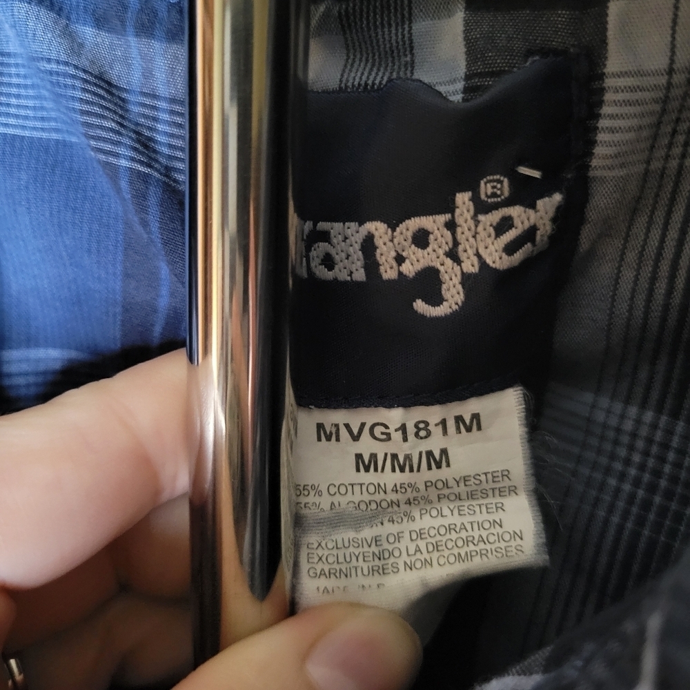 Wrangler Blue Plaid Pearl Snap Long Sleeve Shirt - Picture 4 of 4